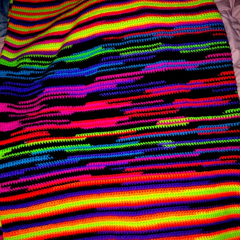 Beautiful Rainbow Handmade single crochet full size blanket